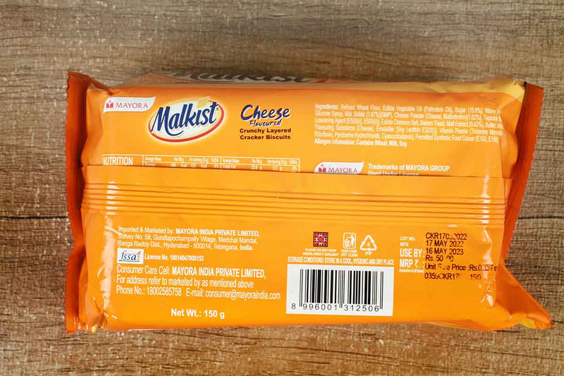 malkist cheese flavoured chunchy crackers biscuits 150