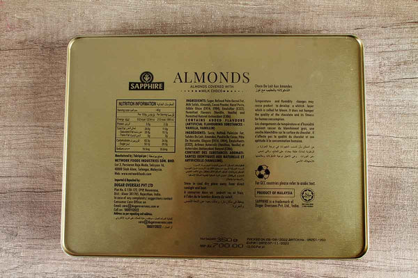 sapphire almonds milk chocolate 350