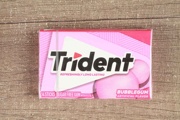 TRIDENT SUGAR FREE WITH XYLITOL BUBBLE GUM 14 STICKS