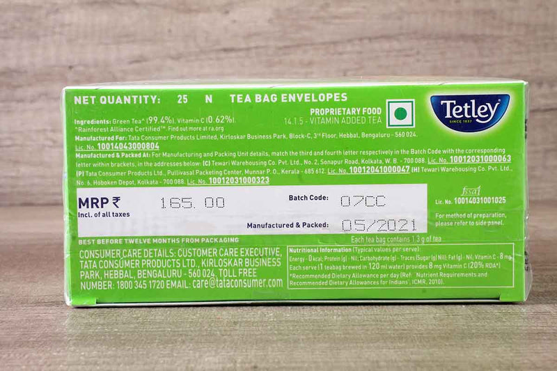 TETLEY PURE & ORIGINAL GREEN TEA 25 BA