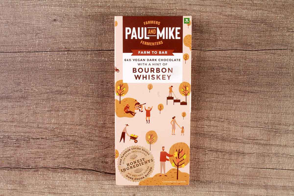 PAUL AND MIKE 72% VEGAN DARK CHOCOLATE BOURBON WHISKEY 68