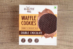 waffle mill double chocolate crumbly & chocolate filled waffle cookies 70