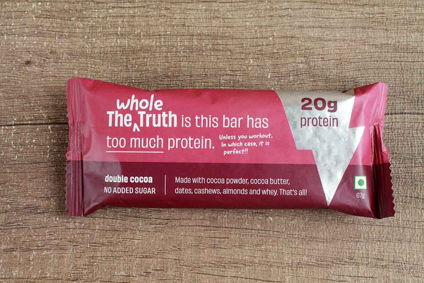 the whole truth double cocoa no added sugar protein bar 67