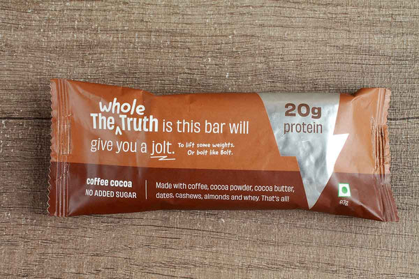THE WHOLE TRUTH COFFEE COCOA NO ADDED SUGAR PROTEIN BAR 67
