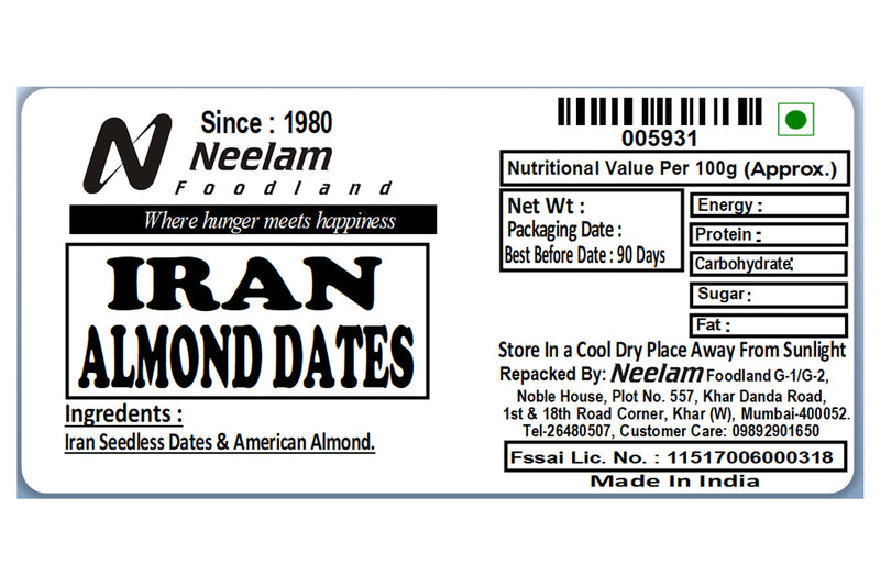 iran seedless dates almond tray 400