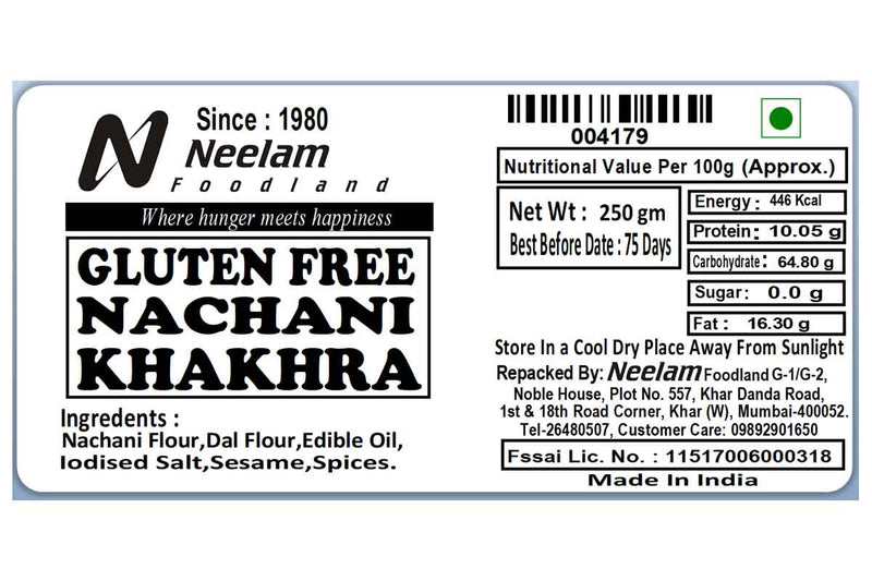 GLUTEN FREE NACHANI KHAKHRA 250